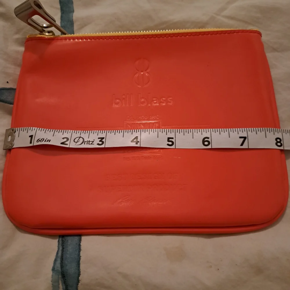 Bill Blass Orange Glossy Cosmetic Makeup Bag‎ Pouch Vintage Collectible